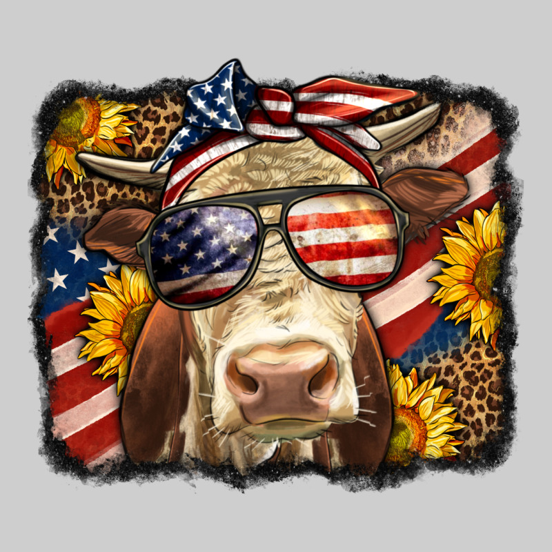 Western 4th Of July Cow Background Premium Tee by LillyAllenDesigns | Teevron