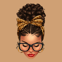 Light Skin Afro Messy Bun Leopard Bow Vintage Tee | Teevron