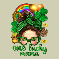 St. Patrick Messy Bun One Luck Mama With Clover Heavy Core Tee | Teevron
