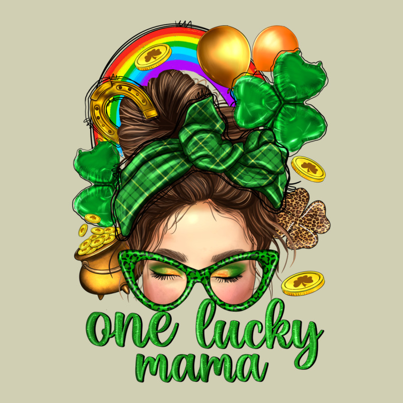 St. Patrick Messy Bun One Luck Mama With Clover Heavy Core Tee by BundleAndBundleShop | Teevron