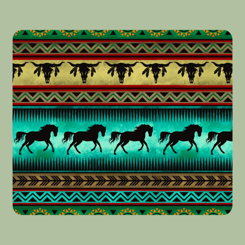 Turquoise Horse And Bullskull Aztec  Pattern Urban Hoodie by BarkalooDesign | Teevron