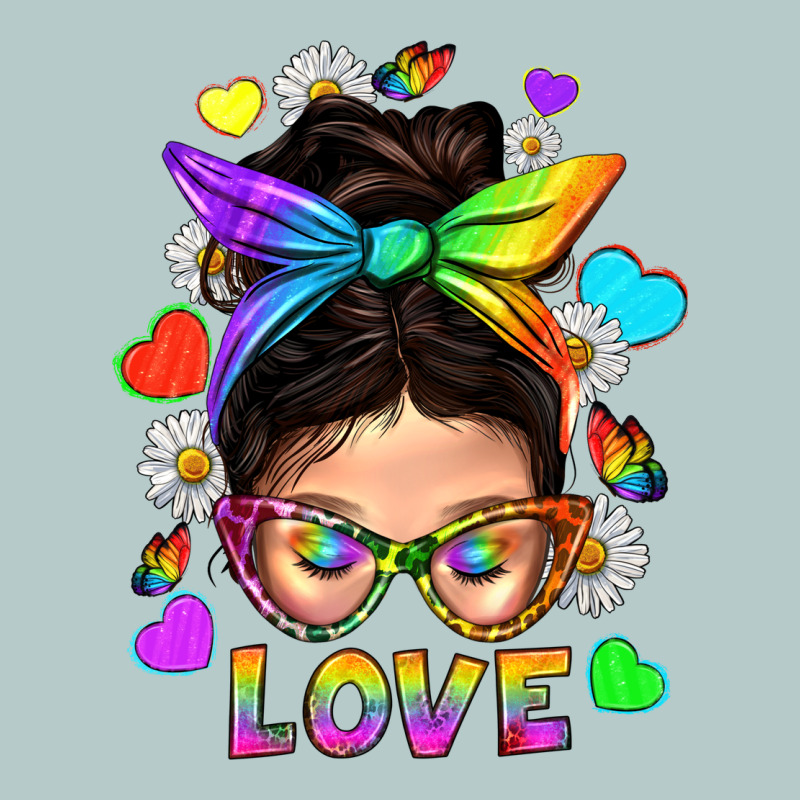 Lgbtq+ Messy Bun Mum Love With Hearts Heavy Core Tee by BundleAndBundleShop | Teevron