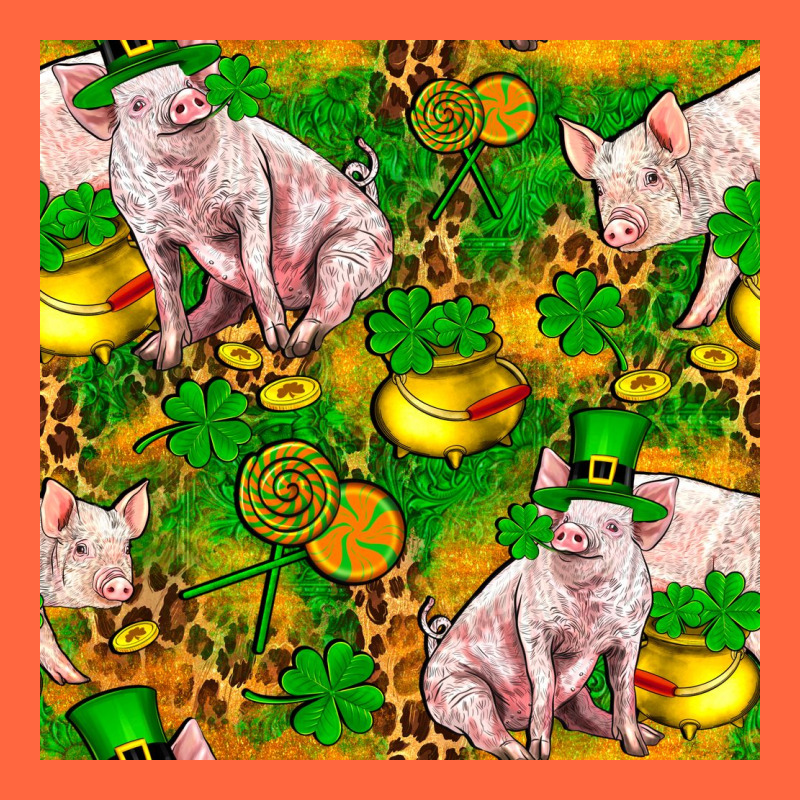 St Patricks  Day Pig With Candy And Pot Of Gold  Seamless Pattern Premium Hoodie by FaDigitalArtStudio | Teevron