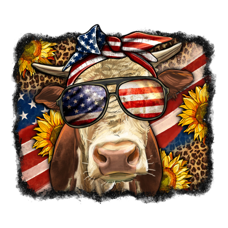 Western 4th Of July Cow Background Ladies Tee by LillyAllenDesigns | Teevron