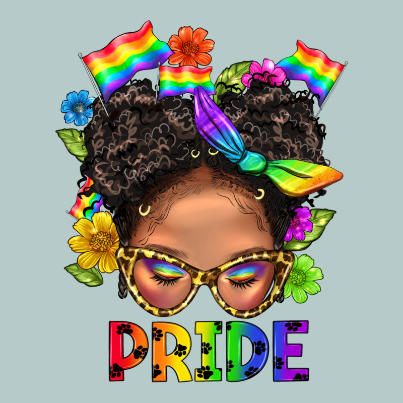 Lgbtq+ Messy Bun Mom Pride With Flower Heavy Core Tee by BundleAndBundleShop | Teevron