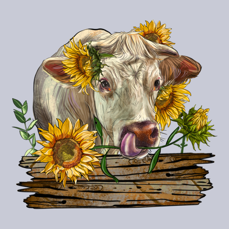 Charolais Cow With Sunflowers Heavyweight Hoodie by LillyAllenDesigns | Teevron