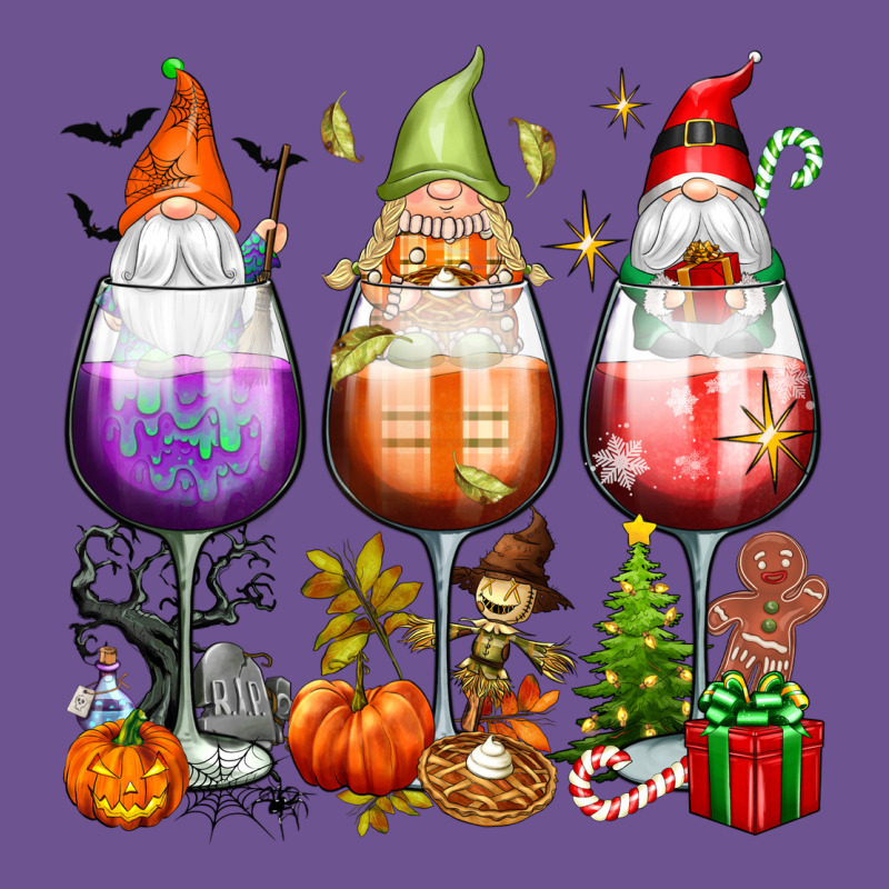 Hallothanksmas Wine Glasses And Gnomes Vintage Tee by texasbilliewilder | Teevron