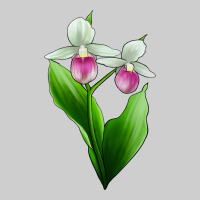 Pink And White Lady's Slipper Flower Premium Tee | Teevron