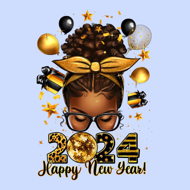 2024 Happy New Year  Afro Messy Bun Urban Heavy Tee by texasbilliewilder | Teevron