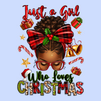 Just A Girl Who Loves Christmas Afro Messy Bun Urban Heavy Tee | Teevron