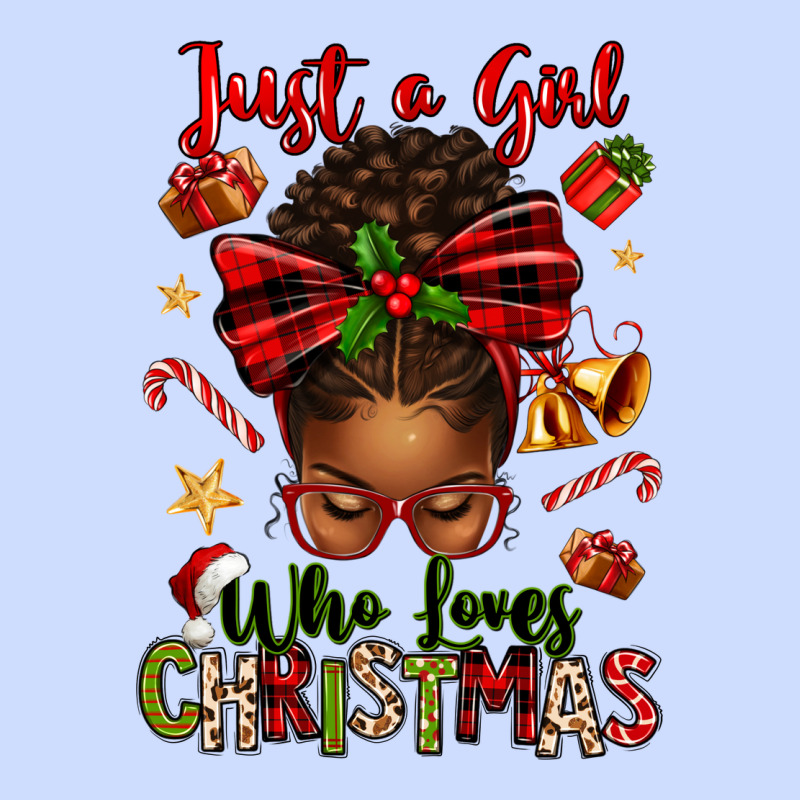 Just A Girl Who Loves Christmas Afro Messy Bun Urban Heavy Tee by texasbilliewilder | Teevron