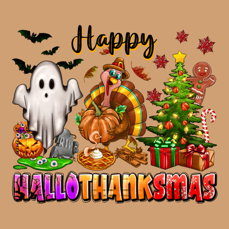 Happy Hallothanksmas With Ghost Turkey And Tree Vintage Tee by texasbilliewilder | Teevron