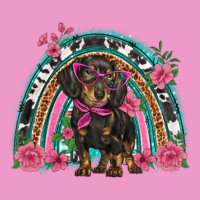 Dachshund Dog Pink  Floral Rainbow Urban Hoodie by BarkalooDesign | Teevron