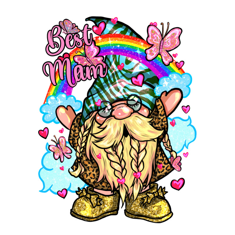 Best Mom Gnome Rainbow Clouds Butterfly Glitter Premium Tee by LillyAllenDesigns | Teevron