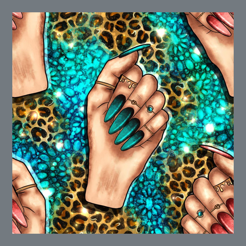 Nail Art With Leopard And Turquoise  Gemstone Seamless Pattern Bbs Heavyweight Sweatshirt by BundleAndBundleShop | Teevron