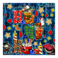 christmas ho ho ho with coffee cups and ornaments with plaid seamless  | Teevron
