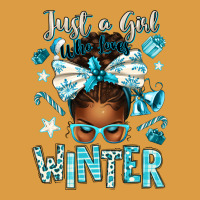 Just A Girl Who Loves Winter Afro Messy Bun Urban Heavy Tee | Teevron