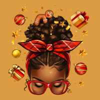 Christmas Afro Messy Bun Urban Heavy Tee | Teevron