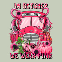 In October We Wear Pink Halloween School Bus Ladies Tee | Teevron