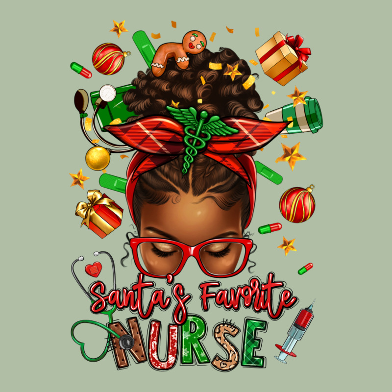 Santa's Favorite Nurse Afro Messy Bun Urban Heavy Tee by texasbilliewilder | Teevron
