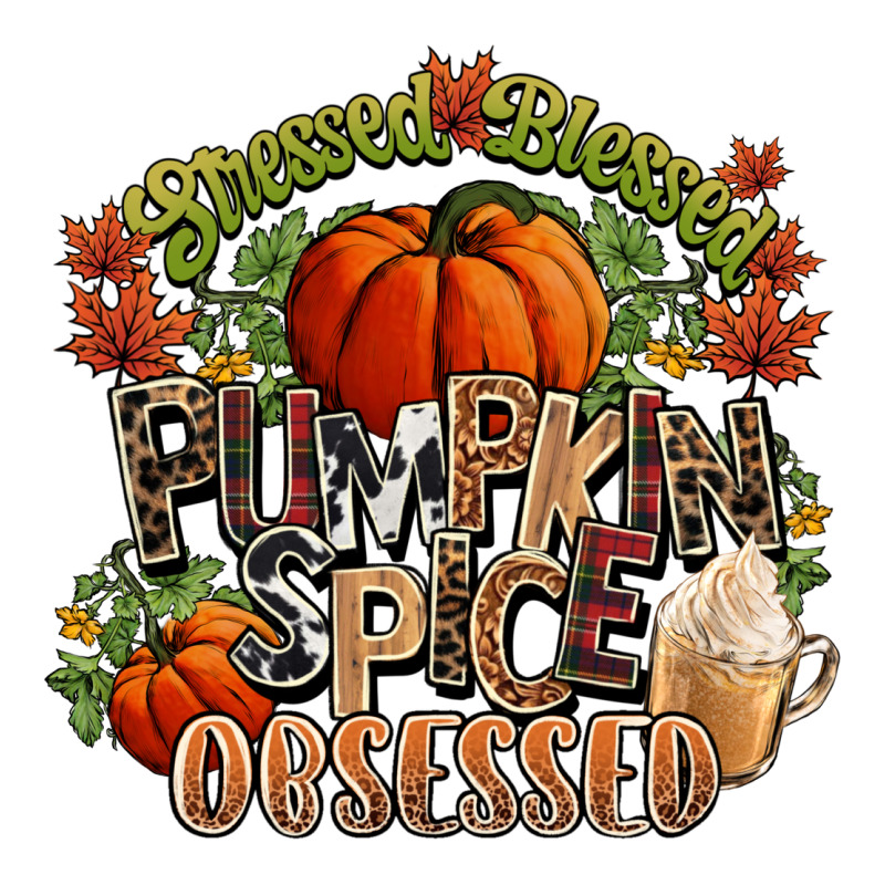 Stressed Blessed Pumpkin Spice Obsessed Fall Urban Heavy Tee by NancyCooperArtShop | Teevron