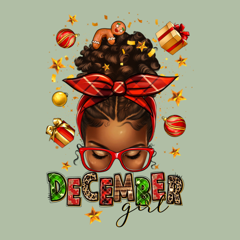 December Girl Christmas Afro Messy Bun Urban Heavy Tee by texasbilliewilder | Teevron