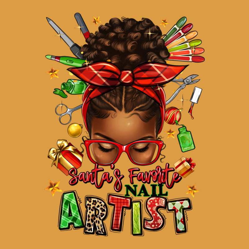 Santa's Favorite Nail Artist Afro Messy Bun Urban Heavy Tee by texasbilliewilder | Teevron