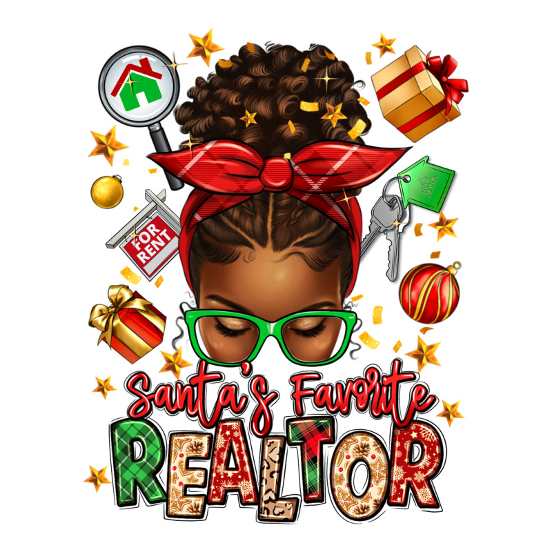 Santas Favorite Realtor Messy Bun Urban Heavy Tee by texasbilliewilder | Teevron