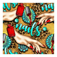 hand and nail polish with turquoise gemstone and leopard seamless patt | Teevron