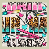 Leopard And Cowhide Hair And Curling Iron With Hearts And Flowers Seam Heavy Core Tee | Teevron