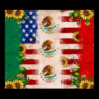 American Flag Mexico Flag Sunflower Cactus Heavy Core Tee | Teevron