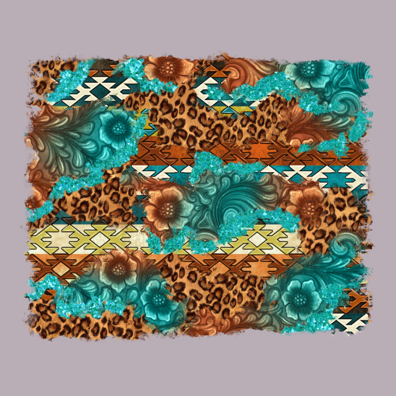 Leopard And Aztec Background Western Vintage Tee by texasbilliewilder | Teevron