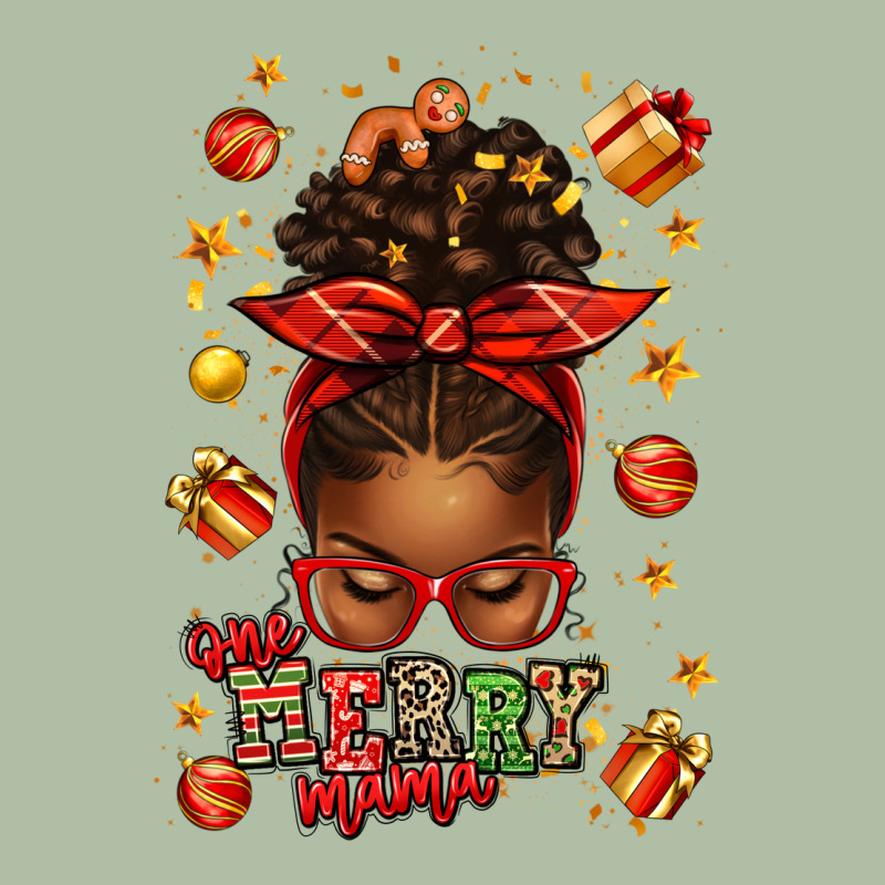 One Merry Mama Christmas Afro Messy Bun Urban Heavy Tee by texasbilliewilder | Teevron