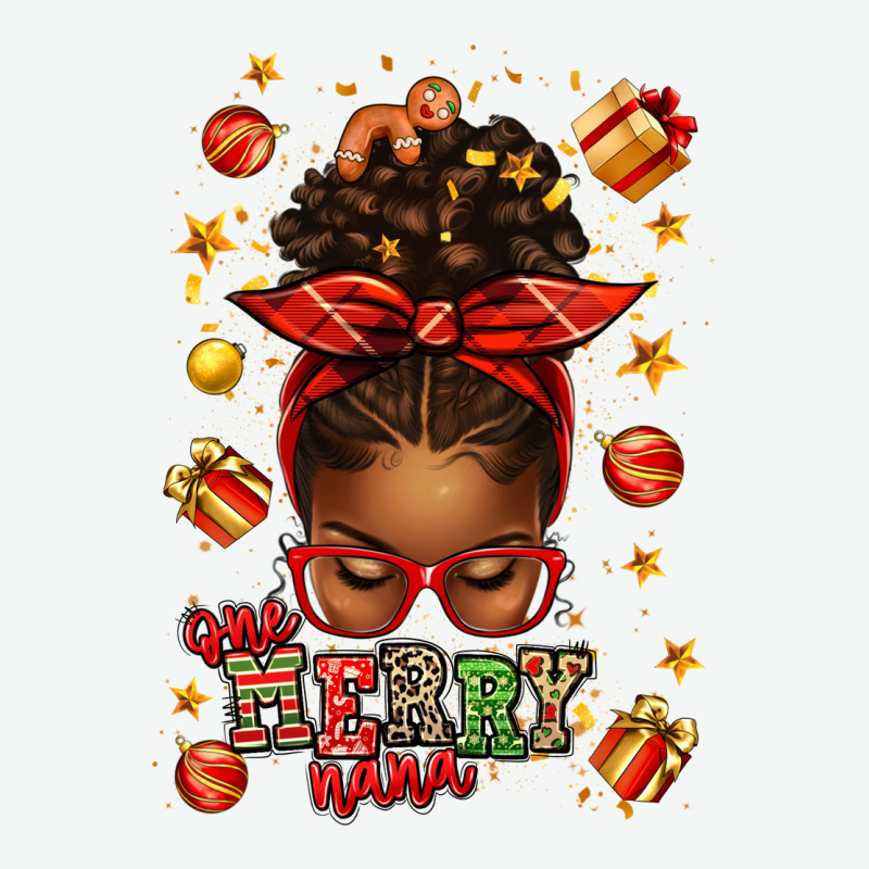 One Merry Nana Christmas Afro Messy Bun Urban Heavy Tee by texasbilliewilder | Teevron