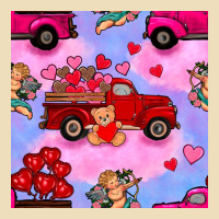 Valentines Day Truck And Cupid In The Sky Seamless Pattern Premium Hoodie | Teevron