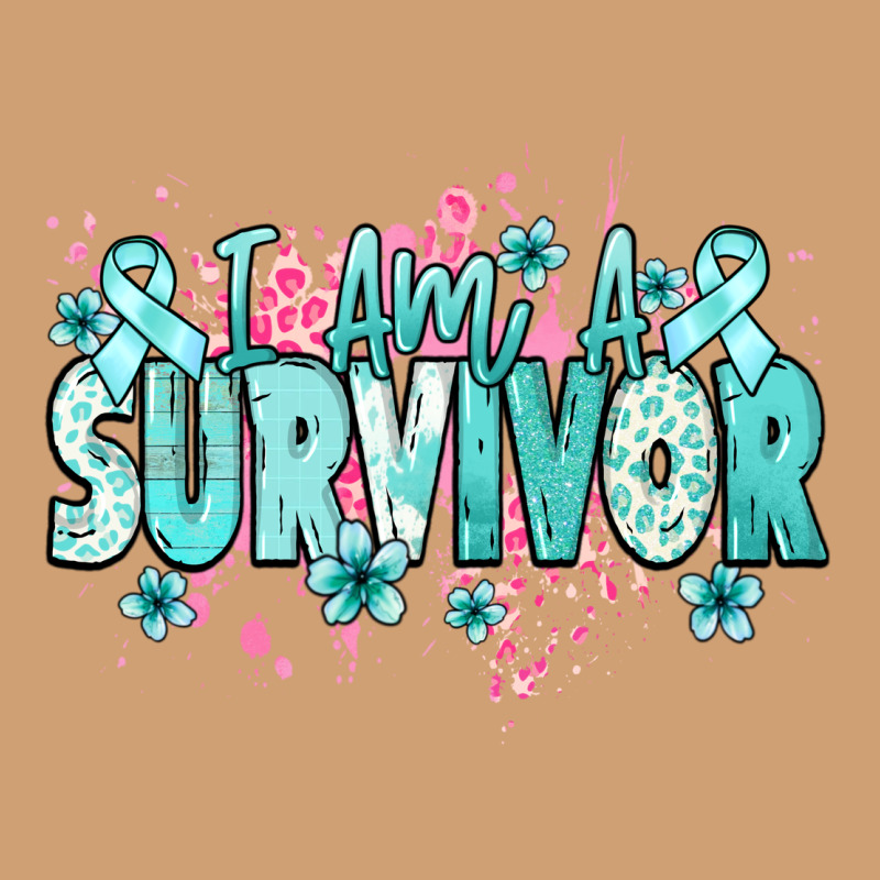 I Am A Survivor Teal Ribbon Ovarian Cancer Vintage Tee by NancyCooperArtShop | Teevron