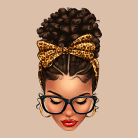 Light Skin Afro Messy Bun Leopard Bow Urban Heavy Tee | Teevron