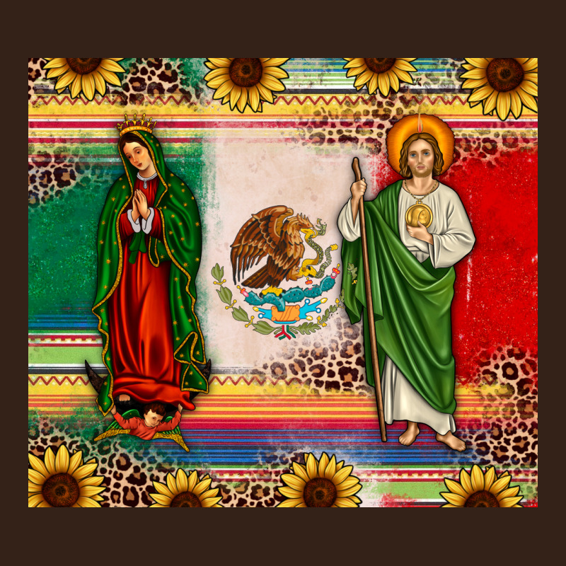 Mexico Flag Our Lady Of Guadalupe San Judas Sunflower Heavy Core Tee by JahusDesignShop | Teevron