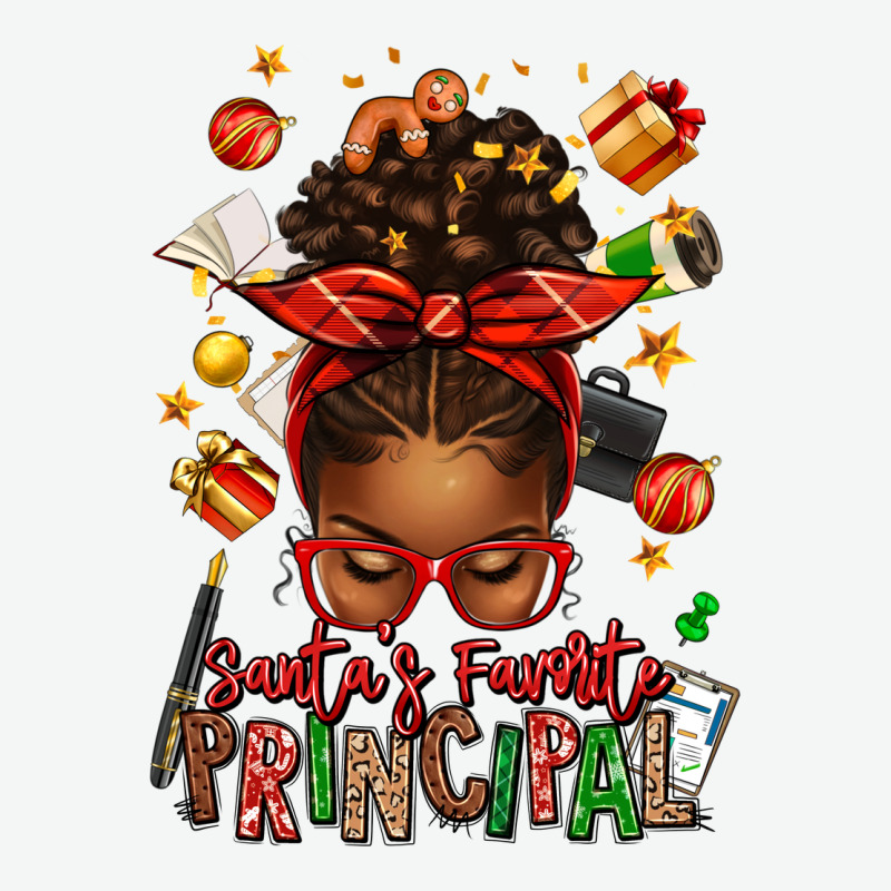 Santas Favorite Principal Afro Messy Bun Urban Heavy Tee by texasbilliewilder | Teevron