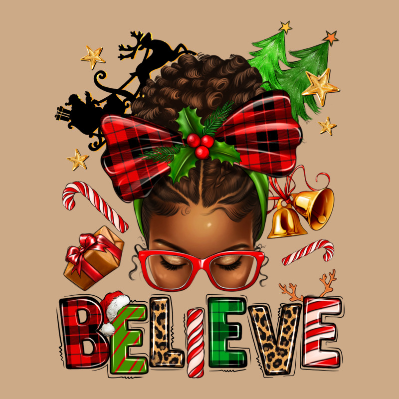 Christmas Believe Afro Messy Bun Vintage Hoodie by texasbilliewilder | Teevron