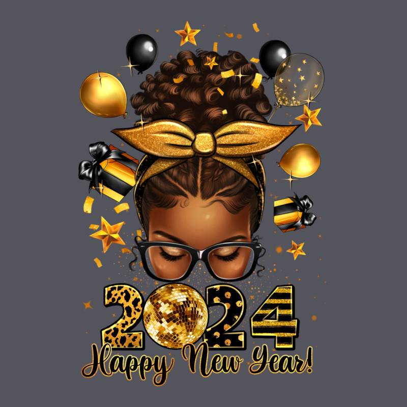 2024 Happy New Year  Afro Messy Bun Vintage Hoodie by texasbilliewilder | Teevron