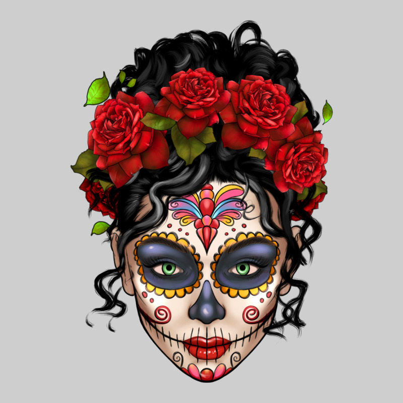 Mexican Sugar Skull Messy Bun Woman Premium Tee by LillyAllenDesigns | Teevron