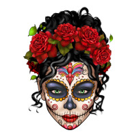 mexican sugar skull messy bun woman | Teevron
