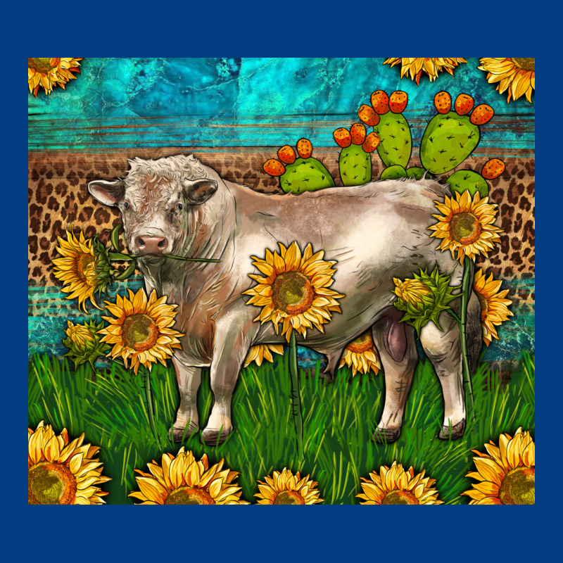 Western Charolais Bull With Sunflowers Premium Sweatshirt by LillyAllenDesigns | Teevron