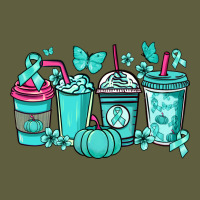 Ovarian Cancer Coffee Cups Teal Ribbon Vintage Tee | Teevron