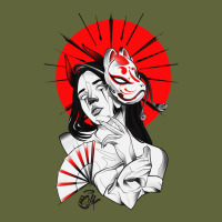 Japanese Geisha Samurai Fox Mask Red Sun Classic Tee | Teevron