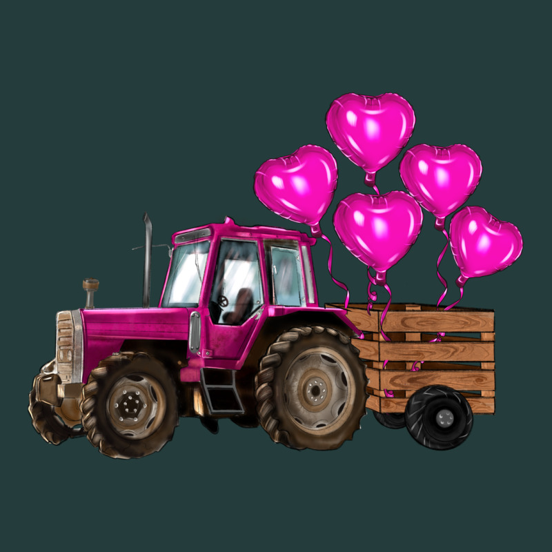 Valentines Day Pink Tractor With Pink Heart Balloo Classic Tee by RanaPortraitStore | Teevron