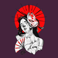 Japanese Geisha Samurai Fox Mask Red Sun Premium Tee | Teevron
