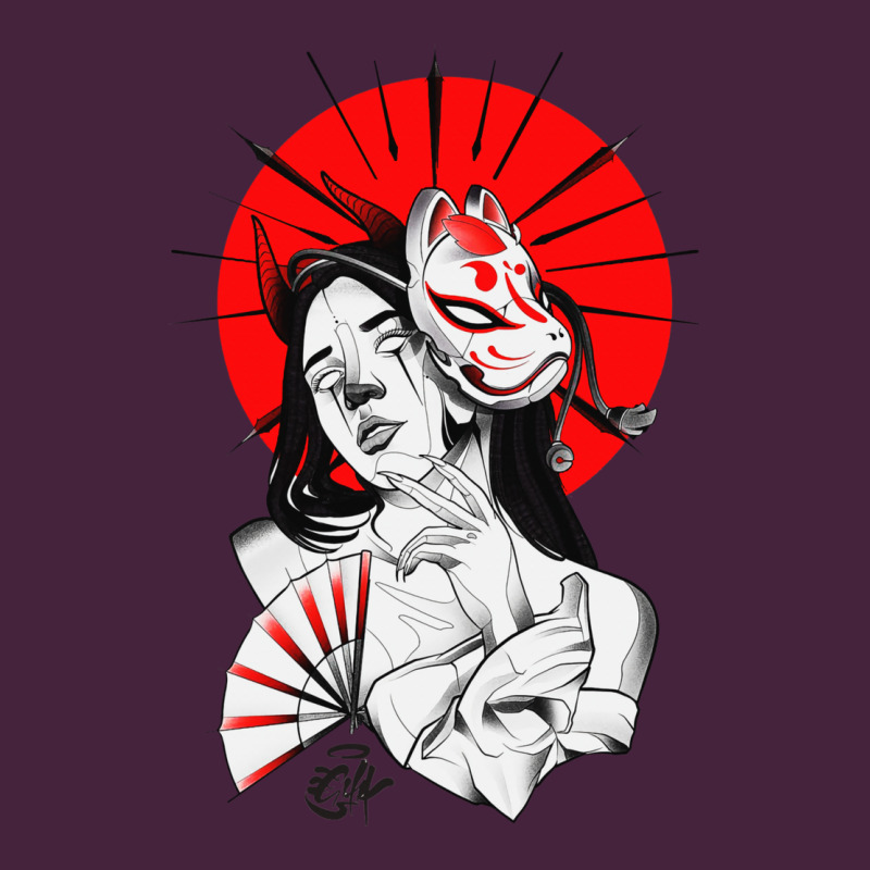 Japanese Geisha Samurai Fox Mask Red Sun Premium Tee by tuanDangUi | Teevron