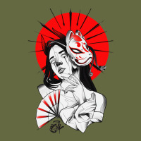 Japanese Geisha Samurai Fox Mask Red Sun Long Sleeve Tee | Teevron